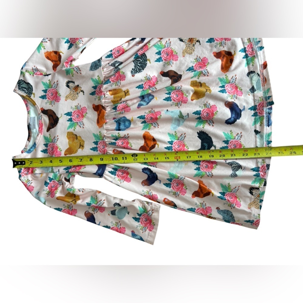 Floral and Chicken Print Kids Dress - Picture 4 of 6